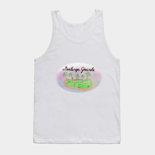 Berlenga Grande watercolor Island travel, beach, sea and palm trees. Holidays and rest, summer and relaxation Tank Top